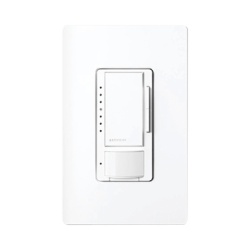 LUTRON ELECTRONICS MSCL-OP153M-SW Atenuador de pared Maestro con sensor de ocupacion y vacancia PIR 600 W incandescente o 150 W LED y CFL regulables 120 V sin cable neutro unipolar o multilocalizacion