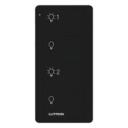 LUTRON ELECTRONICS PJ24BBLL21P Control Pico inalambrico de 4 botones color negro para encender y apagar 2 grupos de luces compatible con Caseta Wireless RA2 Select RadioRA 2 y HomeWorks QS