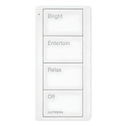 LUTRON ELECTRONICS PJ24BGWHP03 Control remoto inalambrico Pico de 4 botones para escenas predefinidas blanco