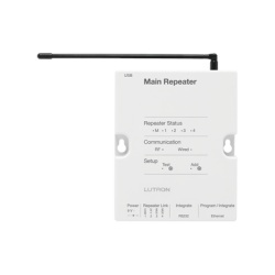 LUTRON ELECTRONICS RRMAINREP Repetidor principal para sistema de control de iluminacion RadioRA 2 con reloj astronomico y puertos Ethernet RS232 y RS485 admite hasta 100 dispositivos