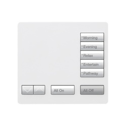 LUTRON ELECTRONICS RRT5RLSW Botonera de sobremesa portatil de 5 botones con subir/bajar y encendido/apagado general retroiluminada funciona con pilas AAA o adaptador para RadioRA 2