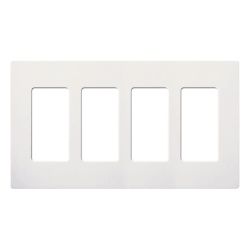 LUTRON ELECTRONICS SC-4-SW Placa de pared de 4 espacios sin tornillos acabado satinado color Snow para atenuadores e interruptores Maestro Diva Skylark y controles Pico