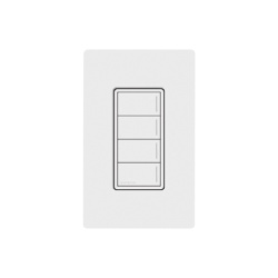 LUTRON RADIORA 3 RRSTW4BSW Teclado de escenas Sunnata de 4 botones con barra luminosa localizadora controla luces cortinas y mas en el sistema RadioRA 3 color Nieve satinado