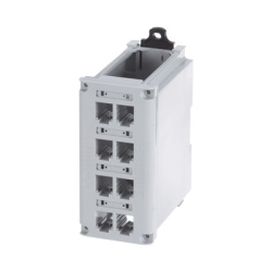 PANDUIT CDPP8RG-S Panel de Parcheo Modular para Cobre Blindado de Instalacion en Riel DIN Estandar de 35 mm (1.38 pulgadas) 8 Puertos Mini-Com Color Gris