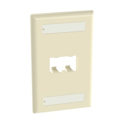 PANDUIT CFPL2EIY Placa de Pared Vertical Clasica Salida Para 2 Puertos Mini-Com Con Espacios Para Etiquetas Color Marfil