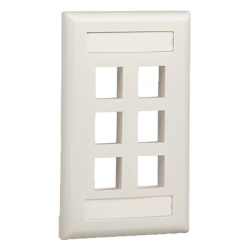 PANDUIT NK6FWHY Placa de Pared Vertical Salida Para 6 Puertos Keystone Con Espacios Para Etiquetas Color Blanco