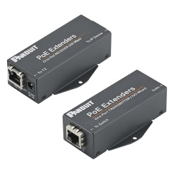 PANDUIT POEXKIT1 Kit de Extensor PoE/PoE+ Hasta 610 Metros (2000 ft) con Cable Cat5e o Cat6 10/100Mbps Incluye Transmisor Receptor y Fuente de Alimentacion