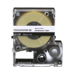 PANDUIT T038X000VXM-BK Casete de Etiquetas de Vinilo de Cinta Continua Color Negro Sobre Amarillo Uso Interior/Exterior 9 mm de Ancho x 7 Metros (22.97 Pies) de Largo