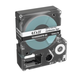 PANDUIT T050X000VPM-BK Casete de Etiquetas de Vinilo de Cinta Continua Color Negro Sobre Blanco Uso Interior/Exterior 12 (0.5 Pulgadas) mm de Ancho x 7 Metros (22.97 Pies) de Largo