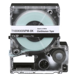 PANDUIT T100X000VPM-BK Casete de Etiquetas de Vinilo de Cinta Continua Color Negro Sobre Blanco Uso Interior/Exterior 24 mm (0.94 Pulgadas) de Ancho x 7.6 Metros (24.93 Pies) de Largo