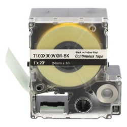 PANDUIT T100X000VXM-BK Casete de Etiquetas de Vinilo de Cinta Continua Color Negro Sobre Amarillo Uso Interior/Exterior 24 mm (0.94 Pulgadas) de Ancho x 7 Metros (23 Pies) de Largo
