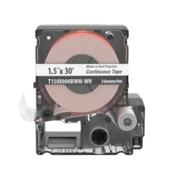PANDUIT T150X000BWM-WH Casete de Etiquetas de Poliester de Cinta Continua Color Blanco Sobre Rojo Uso Interior/Exterior 35.8 mm de Ancho x 9 Metros de Largo (29.53 pies)