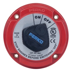 PERKO 9601DP Interruptor de Desconexion de Bateria Marina PERKO 9601 / 250A Continuos 360A Intermitentes / 6-32 VCC / Encendido Protegido / Desconexion de Alternador / Seguridad con Llave