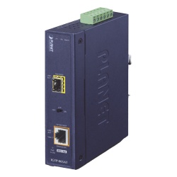 PLANET IGTP-805AT Convertidor de Medios PoE Industrial Puerto SFP 1000BASE-SX/LX a Puerto RJ45 Gigabit con Salida PoE 802.3at (Hasta 30 W).