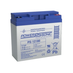 POWER SONIC PS-12180-M5 Bateria 12V 18AH Para Respaldo Tecnologias AGM/VRLA Diseno De Vida Util 5 Anos Terminales Tipo M5 Listada UL Libre De Mantenimiento
