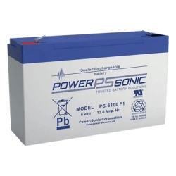 POWER SONIC PS-6100-F2 Bateria 6V 12AH Para Respaldo Tecnologias AGM/VRLA 5 Anos Vida Util Terminales F2 Reconocida UL
