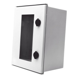 PRECISION PST-3040-20PT Gabinete de Poliester IP65 Puerta Transparente Uso en Intemperie (300 x 400 x 200 mm) con Placa Trasera Interior de Plastico (Incluye Chapa y Llave).