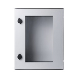 PRECISION PST-4050-20PT Gabinete de Poliester IP65 Puerta Transparente Uso en Intemperie (400 x 500 x 200 mm) con Placa Trasera Interior de Plastico (Incluye Chapa y Llave).