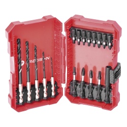 PRECISION PST-C010-02 Juego de 18 Puntas y Brocas para Taladro con Entrada Hexagonal de 1/4" Incluye Estuche.