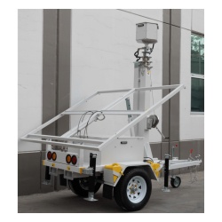 PRECISION PST-VTS-2P Traila / Remolque con Mastil Retractil de 7.5 m. para Videovigilancia o Iluminacion con capacidad para Instalar Modulos Solares y Baterias (No incluidos)