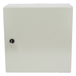 PRECISION PST404020AR Gabinete de Acero IP66 Uso en Intemperie (400 x 400 x 200 mm) con Placa Trasera Interior de Metal y Compuerta Inferior Atornillable (Incluye Chapa y Llave PST407)
