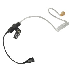 PRYME SNP-AT Auricular de tubo acustico transparente con cable de fibra tranzada con conector SNAP tipo MIRAGE. Requiere microfono de solapa de 1 o 2 hilos de la Serie SNAP.