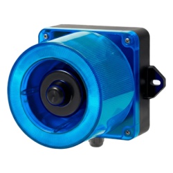 QLIGHT QWCD50-012024-B-LC Combinacion de baliza LED color Azul y sirena electronica de 31 tonos resistente a la intemperie de volumen max. 123 dB a 12-24 VCD
