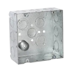 RACO HUB-257 Caja Cuadrada 4 11/16 x 4 11/16"/ Profundidad de 2- 1/8"/ Cuenta 1 Entrada de 1/2" y 15 TKO (1/2"-3/4").