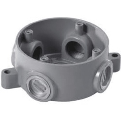 RAWELT CSX-20 Caja Redonda Estandar sin Tapa a Prueba de Intemperie 102(4) de 3/4" (19 mm) / Con 5 salidas.