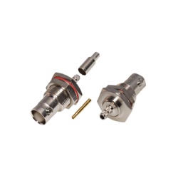 RF INDUSTRIES LTD RFB-1117-B1-T Conector BNC Hembra /Chasis en D-Plano Anillo Plegable/ RG-316/U Niquel/Oro/Teflon.