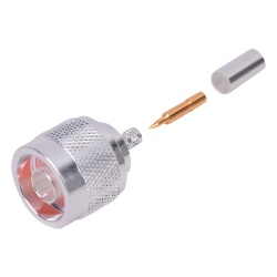 RF INDUSTRIES LTD RFN-1005-3C1 Conector Coaxial N Macho de Anillo Plegable para Cable RG-142/U Plata/ Oro/ Teflon.