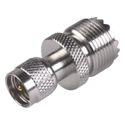 RF INDUSTRIES LTD RFU-621 Adaptador en Linea de Conector Mini UHF Macho a UHF Hembra (SO-239) Niquel/ Oro/ Teflon.