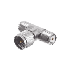 RF INDUSTRIES LTD RFU-631 Adaptador en T de Conector Mini-UHF Macho a Doble Mini-UHF Hembra Niquel/ Plata/ Teflon.