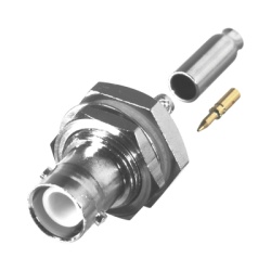 RF INDUSTRIES LTD RP-1117-BT Conector BNC Hembra Inverso de Montaje Trasero en Panel D-Plano Hermetico de Anillo Plegable para RG-174/U Niquel/ Oro/ Teflon.
