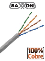SAXXON TVD119045 SAXXON OUTPCAT5E - Bobina de Cable UTP Cat5e 100% Cobre/ 305 Metros/ Bobinado REELEX /Color Gris/ Uso Interior/ 4 Pares/ Soporta Pruebas de Rendimiento/ Ideal para Cableado de Redes y