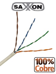 SAXXON TVD119096 SAXXON OUTP6COP305BC - Bobina de cable UTP Cat6 100% cobre 305 metros bobinado REELEX color blanco para uso interior con 4 pares soporta pruebas de rendimiento certificaciones