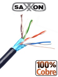 SAXXON TVD119171 SAXXON OFTPCAT5ECOPE150N - Bobina de Cable FTP Cat5e 100% Cobre/ 150 Metros/ Blindado/ Color Negro/ Uso Exterior/ Ideal para Cableado de Redes de Datos y Video/ Cert ISO9001/ UL / RoS
