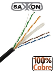 SAXXON TVD119172 SAXXON OUTP6COP305NE - Bobina de cable UTP Cat6 100% cobre 305 metros exterior con cubierta LDPE 4 pares cumple con ISO/IEC 11801 Ed2 EIA/TIA568B y UL. Ideal para redes y video.