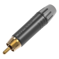 SEETRONIC MT380 Conector Macho RCA | Carcasa Enchapada en Negro | Contacto Enchapado en Oro | Cable OD 3.5-6.5mm