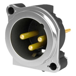 SEETRONIC SCADM3-V Conector XLR Macho de 3 Polos | Montaje Vertical para placa de pared | Brida de Montaje Metalica