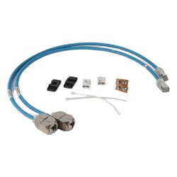 SIEMON ILC-TB-0.5M06 2 Cables In-Line Para Conexion en Campo de Jack a Plug RJ45 Cat6A / Blindado S/FTP / Patch Cord Azul 0.5 m / Ideal para Access Point Camaras IP y Gabinetes con Espacios Reducidos