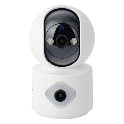SMARTHOME BY EPCOM SCAM3DB Camara doble lente 3mp| Wifi| autoseguimiento| Deteccion de movimiento| audio de 2 vias| almacenamiento hasta 128GB