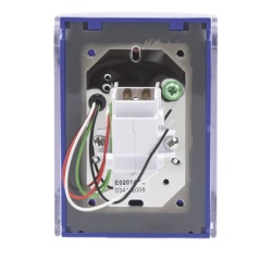 STI SS24A2EM-EN Boton Multiproposito Color Azul De Superficie Con Tapa De Policarbonato Con Bocina Pre Alarma Para Interior Llave Para Restablecer Texto De Emergencia Ingles - Img 5