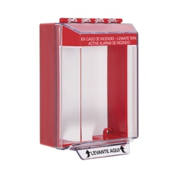 STI STI-14210FR-ES Cubierta Universal De Montaje Superficial Con Espaciador 1.46" Serie Universal StopperÂ® Texto De Incendio En Espanol