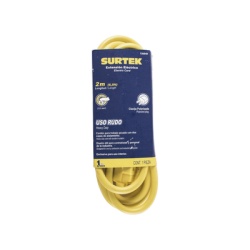 SURTEK SYS-136040 Extension Electrica de Uso Rudo 2 metros / 127 V CA 10 A Maximo / Color Amarillo.