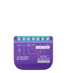 SWITCHBOT SWITCHBOTRELSWGD Relay Switch Inteligente Garaje / WiFi + BLE / Control Remoto App / Compatible Matter / Entrada 12-48V CC / Salida 30V 10A / 42 x 36 x 16 mm (1.7 x 1.4 x 0.6 in)