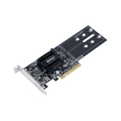 SYNOLOGY M2D18 Tarjeta de Expansion M2D18 | PCIe 2.0 x8 | Compatible con NVMe y SATA SSD | 2 Ranuras M-key | Perfil Bajo y Altura Completa | Garantia de 3 Anos.