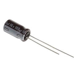 Syscom 0100M0016V Capacitor Electrolitico de Aluminio Radial de 100 µFd 16 Vcc 105 °C 5.0 x 11 mm.