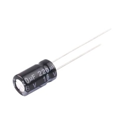 Syscom 0220M0016V Capacitor Electrolitico en Aluminio Radial de 220 ÂµFd 16 Vcc 105 Â°C 6.3 x 11 mm.