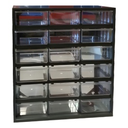 Syscom J18 Gabinete con Marco Color Negro y 18 Compartimentos de Polipropileno Translucido